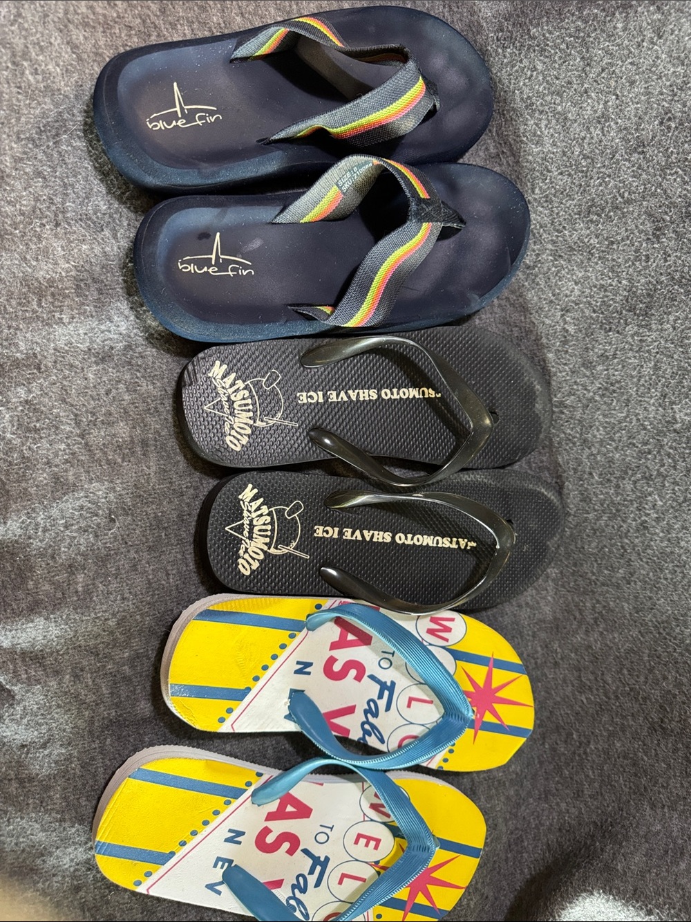 Women's Navy Flip Flop Sandals with Multicolor Strap